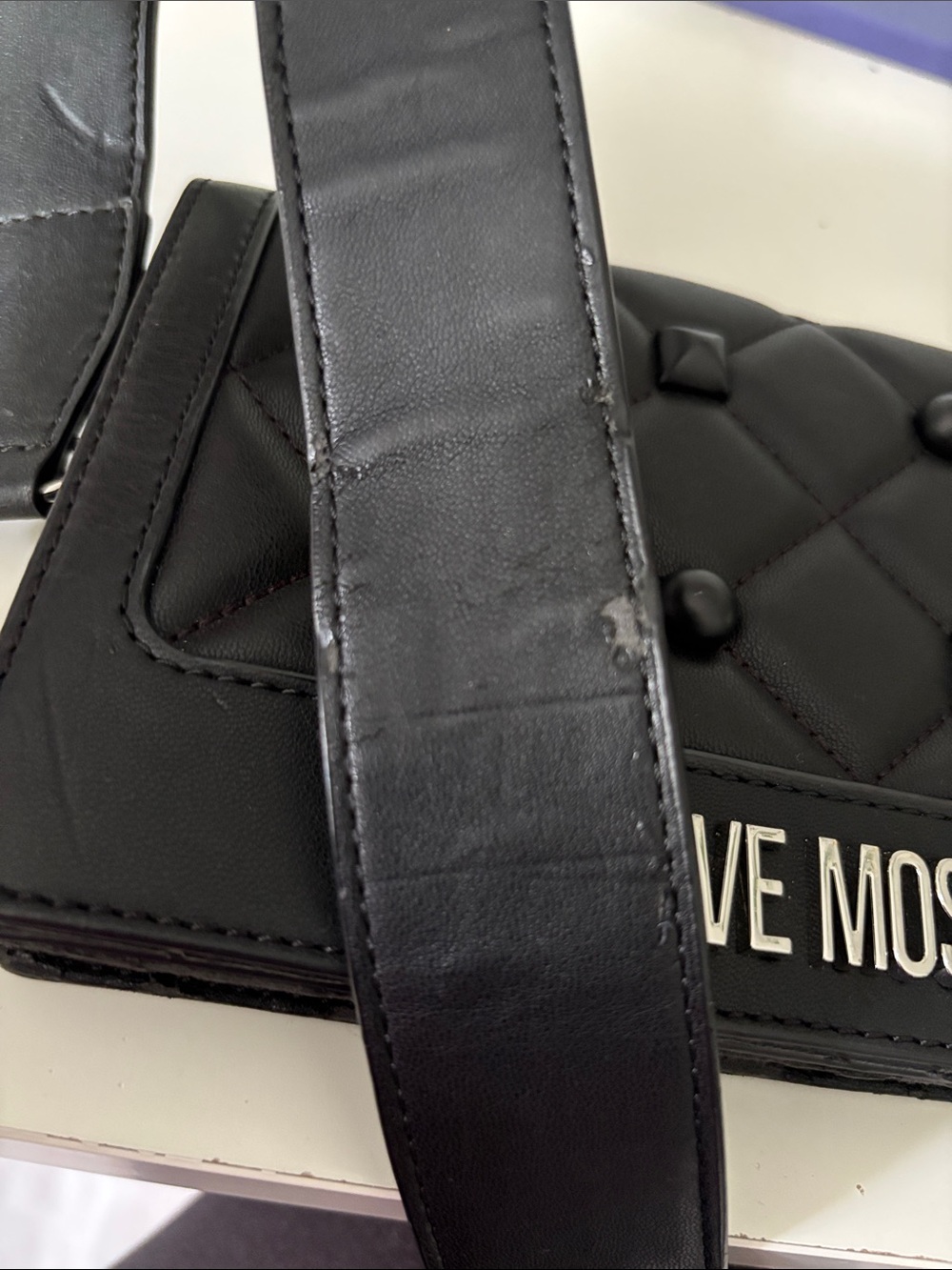 Love Moschino Black Quilted Studded Crossbody Bag - Picture 2 of 12